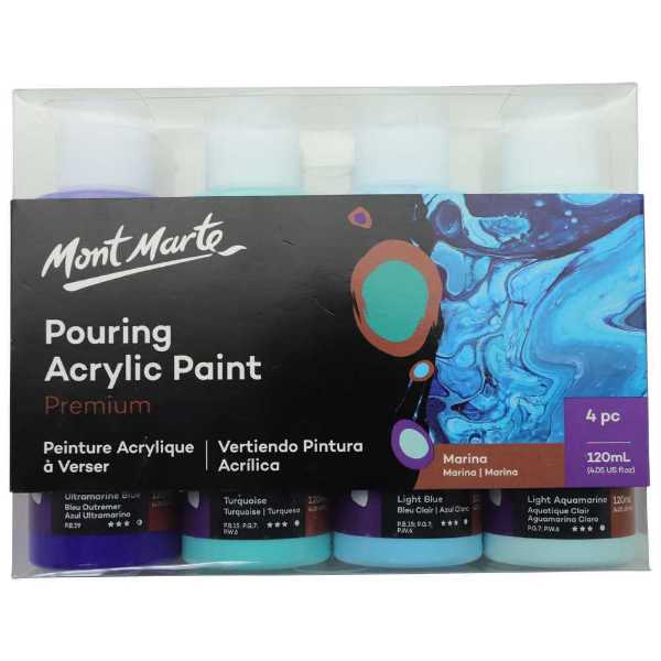 Picture of Mont Marte Pouring Acrylic Paint 120ml 4pc Set Marina