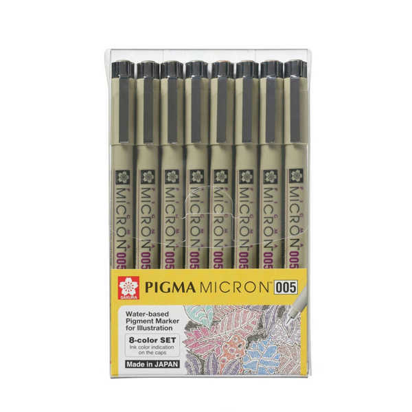 Picture of Sakura Pigma Micron 005 Pen Coloured 8pk