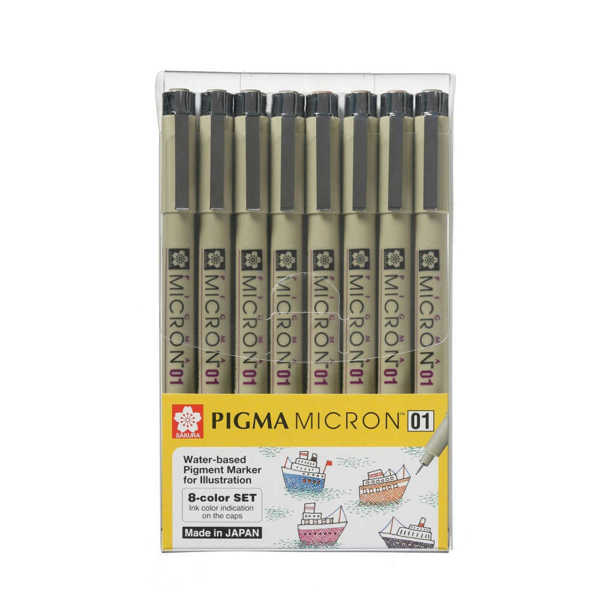 Picture of Sakura Pigma Micron 01 Pen Coloured 8pk