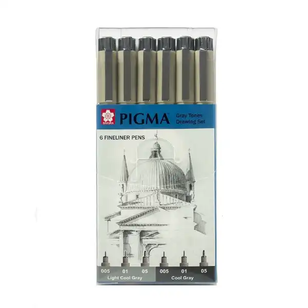 Picture of Sakura Pigma Micron Grey Drawing Set 6pk