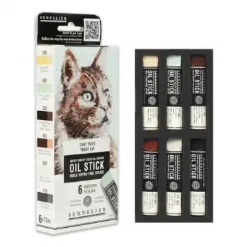 Show details for Sennelier Artist Oil Stick Mini Set - Tabby Cat  Picture of Sennelier Artist Oil Stick Mini Set - Tabby Cat