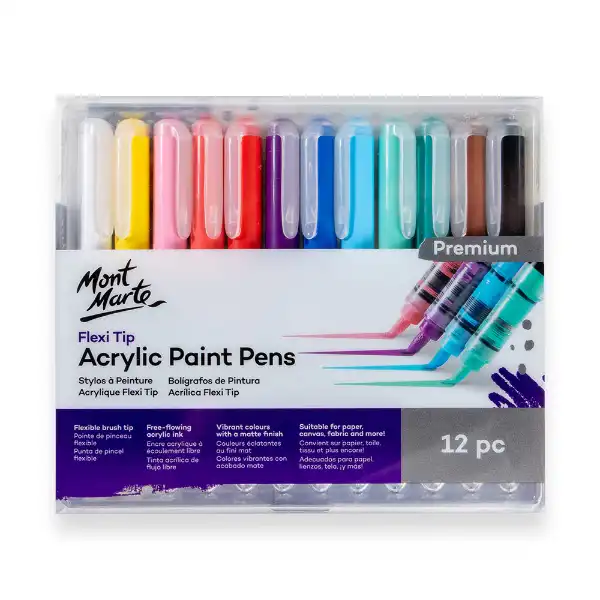 Picture of Mont Marte Flexi Tip Acrylic Paint Pens 12pk