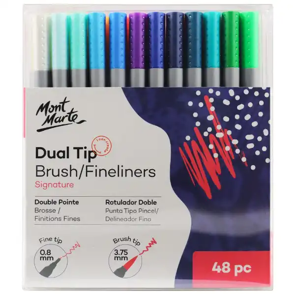 Picture of Mont Marte Signature Dual Tip Brush Fineliner 48pc