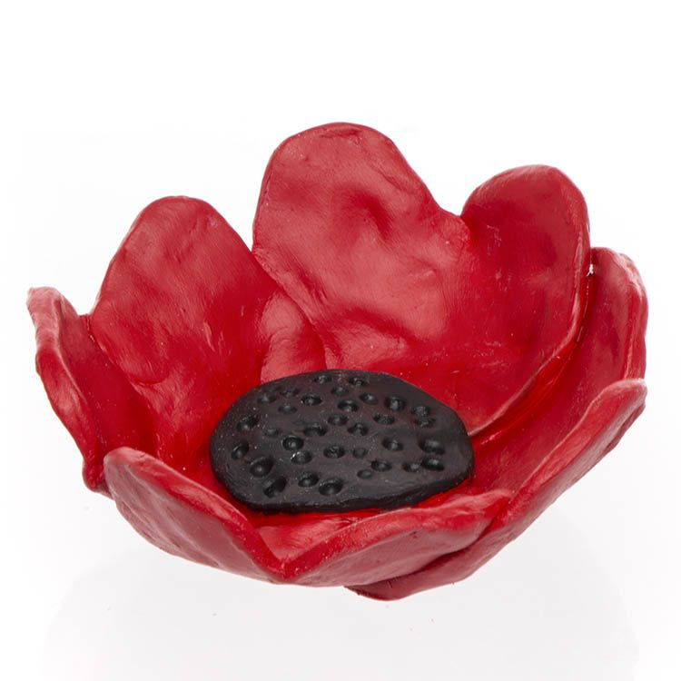 Anzac Day crafts - clay poppy bowl